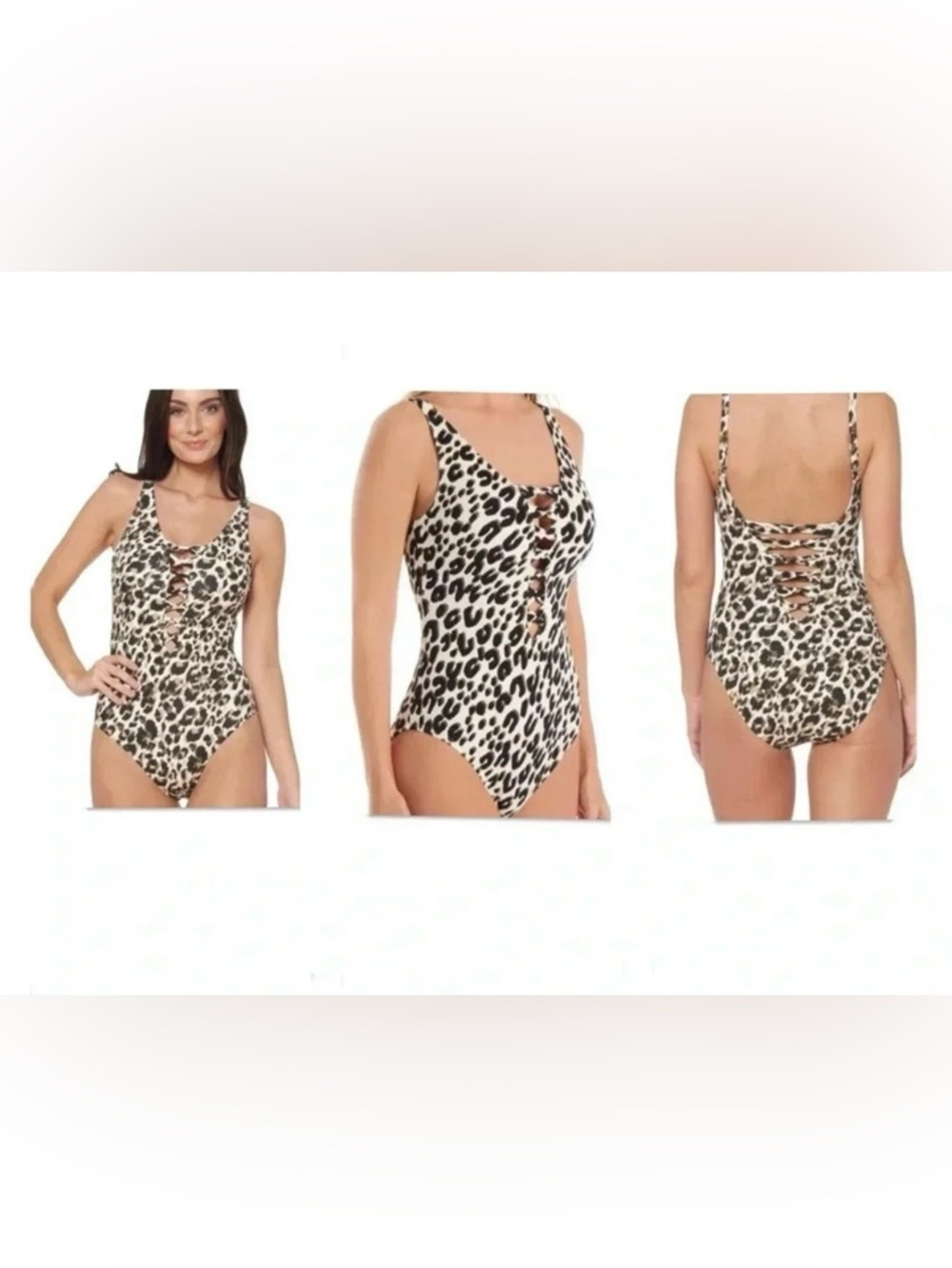 Bleu Rod Beattie Lace Up Plunge One Piece Swimsuit